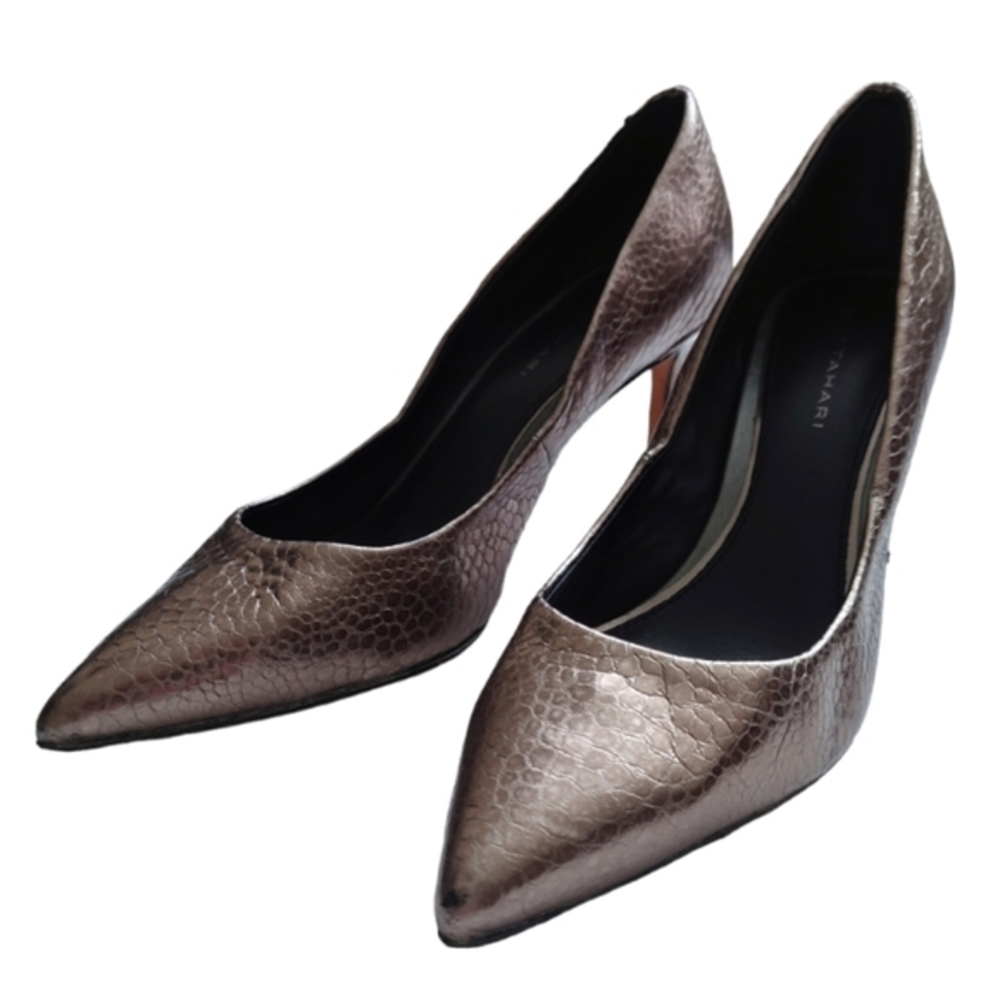 ELIE TAHARI Metallic Pumps Stilleto Heel Classic Snake Print size 37
